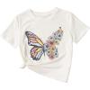 imageOYOANGLE Girls Cute Graphic Casual Round Neck Short Sleeve Tee Shirt TopsBeige
