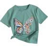 imageOYOANGLE Girls Cute Graphic Casual Round Neck Short Sleeve Tee Shirt TopsMint Green