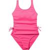 imageOYOANGLE Girls Cute Spaghetti Straps Round Neck Drawstring One Piece Swimwear Tie Bathing SuitHot Pink