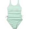 imageOYOANGLE Girls Cute Spaghetti Straps Round Neck Drawstring One Piece Swimwear Tie Bathing SuitMint Green