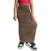 imageOYOANGLE Girls Elastic High Waist Maxi Pencil Skirt Split Back Bodycon Knitted Long SkirtsMocha Brown