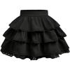 imageOYOANGLE Girls Lace Trim Tiered Layered Ruffle Hem Skirt High Elastic Waist Flared Short SkirtsBlack
