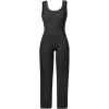 imageOYOANGLE Girls Scoop Neck Sleeveless Ribbed Knit Jumpsuits Casual Long Pants RomperBlack