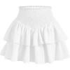 imageOYOANGLE Girls Shirred High Waisted Layered Ruffle Hem Short Skirt Summer Cute Flowy SkirtsWhite