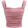 imageOYOANGLE Girls Sleeveless Square Neck Wide Straps Ruched Tank Top Solid Slim Fit Crop TopsDusty Pink