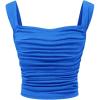 imageOYOANGLE Girls Sleeveless Square Neck Wide Straps Ruched Tank Top Solid Slim Fit Crop TopsRoyal Blue