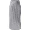 imageOYOANGLE Girls Split Side Ribbed Knit Midi Skirt Elastic High Waist Casual SkirtsGrey