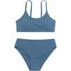 imageOYOANGLE Girls Two Piece Swimsuit High Waist Bikini Set Solid Swimwear Bathing SuitDusty Blue