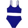 imageOYOANGLE Girls Two Piece Swimsuit High Waist Bikini Set Solid Swimwear Bathing SuitRoyal Blue