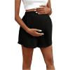 imageOYOANGLE Maternity Shorts High Elastic Waist Wide Leg Shorts Pregnancy Solid Comfy Loose Fit Casual ShortsBlack