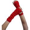 imageOYOANGLE Womens 1 Pair Y2K Goth Arm Warmer Fingerless Knitted Gloves with Thumb HoleRed