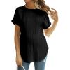 imageOYOANGLE Womens Casual Maternity TShirt Textured Short Sleeve Crew Neck Loose Tunic Top Pregnancy Blouse TeeBlack