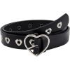 imageOYOANGLE Womens Cute Hollow Heart Buckle Belt Pu Leather Belts Casual Jeans Belt Ladies BeltBlack