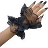 imageOYOANGLE Womens Floral Lace Bow Front Short Wrist Cuff Wedding Wrist Length Bridal Prom GlovesBlack