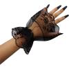 imageOYOANGLE Womens Floral Lace Bow Front Short Wrist Cuff Wedding Wrist Length Bridal Prom GlovesBlack Butterfly