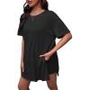 imageOYOANGLE Womens Maternity 2 Piece Outfits Short Sleeve Split Hem Tee Shirt and Shorts SetBlack