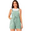 imageOYOANGLE Womens Maternity Button Sleeveless Drawstring High Waist Short Overall Casual Romper with PocketMint Green