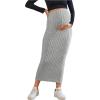 imageOYOANGLE Womens Maternity High Waist Long Maxi Skirt Casual Solid Adjustable SkirtsGrey