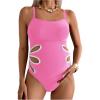 imageOYOANGLE Womens Maternity One Piece Swimsuits Cut Out Spaghetti Strap Pregnancy Bathing Suits SwimwearPink