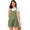 imageOYOANGLE Womens Maternity Overall Shorts Tie Knot Strap Short Romper Jumpsuit with One PocketsSolid Army Green