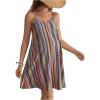 imageOYOANGLE Womens Maternity Striped Print Boho Cami Dress Spaghetti Strap V Neck Backless Loose Short DressesMulticolor
