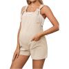 imageOYOANGLE Womens Maternity Tie Knot Wide Strap Suspender Overall Shorts Jumpsuit Sleeveless Romper with PocketApricot