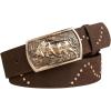 imageOYOANGLE Womens PU Leather Western Waist Belt Metal Buckle Retro Vintage Cinch Belts for JeansBrown