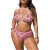 imageOYOANGLE Womens Plus Size 2 Piece Boho Printed Bikini Swimsuit Triangle Halter Bathing Suit High Waisted SwimwearRed