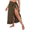 imageOYOANGLE Womens Plus Size Beach Sarong Swimsuit Cover Ups Ruffle Hem Knot Side Wrap Long Maxi SkirtsBrown