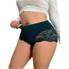 imageOYOANGLE Womens Plus Size Contrast Lace Boyshorts Mid Rise Tummy Control Panties UnderwearGreen