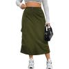 imageOYOANGLE Womens Plus Size Elastic High Waist Cargo Skirt Casual Solid Midi SkirtsArmy Green