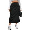 imageOYOANGLE Womens Plus Size Elastic High Waist Cargo Skirt Casual Solid Midi SkirtsBlack