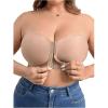 imageOYOANGLE Womens Plus Size Front Closure Push Up Strapless Bandeau Bra Wireless Tube Bralettes with Clear StrapApricot