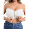 imageOYOANGLE Womens Plus Size Front Closure Push Up Strapless Bandeau Bra Wireless Tube Bralettes with Clear StrapWhite