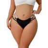 imageOYOANGLE Womens Plus Size Glitter Ring Linked Cut Out Low Rise Panty Briefs Bottom UnderwearBlack