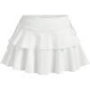 imageOYOANGLE Womens Plus Size High Waisted Bow Knot Side Layered Y2K A Line Ruffle Skorts Mini SkirtWhite