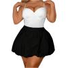 imageOYOANGLE Womens Plus Size High Waisted Bubble Skorts Y2K Ruffle Hem Puffy Skirt ShortsBlack