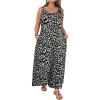 imageOYOANGLE Womens Plus Size Leopard Print Tie Shoulder Jumpsuits Long Pants Romper with PocketApricot
