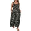 imageOYOANGLE Womens Plus Size Leopard Print Tie Shoulder Jumpsuits Long Pants Romper with PocketGrey