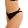 imageOYOANGLE Womens Plus Size Low Rise Crisscross Back Cut Out Panties Solid Casual Brief UnderwearBlack