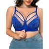 imageOYOANGLE Womens Plus Size Rhinestone Contrast Mesh Bras Wireless Cut Out Everyday BralettesBlue