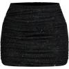 imageOYOANGLE Womens Plus Size Sparkly Ruched Bodycon Mini Skirt Elastic High Waist Glitter Pencil SkirtsBlack