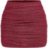 imageOYOANGLE Womens Plus Size Sparkly Ruched Bodycon Mini Skirt Elastic High Waist Glitter Pencil SkirtsBurgundy