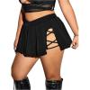 imageOYOANGLE Womens Plus Size Split Side Pleated Mini Skirts High Waist Flared A Line Short SkirtsBlack