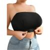 imageOYOANGLE Womens Plus Size Strapless Front Closure Tube Bras Wireless Seamless Bralettes with Clear StrapsBlack