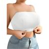 imageOYOANGLE Womens Plus Size Strapless Front Closure Tube Bras Wireless Seamless Bralettes with Clear StrapsWhite