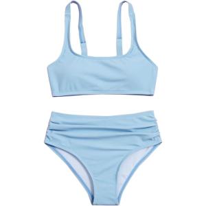 imageOYOANGLE Girls 2 Piece Swimsuit Sport High Waist Teen Kids Bikini Set Bathing Suit SwimwearLight Blue