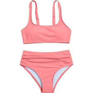 imageOYOANGLE Girls 2 Piece Swimsuit Sport High Waist Teen Kids Bikini Set Bathing Suit SwimwearPink Pure
