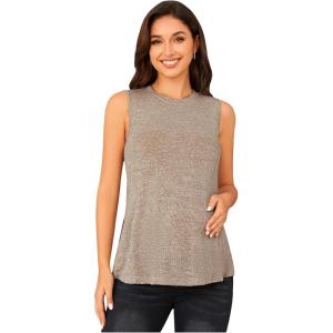 imageOYOANGLE Maternity Tank Top Summer Sleeveless Crewneck Pregnancy Shirts Side Split Pregnant ClothesKhaki