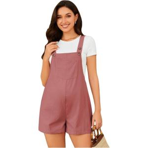 imageOYOANGLE Womens Maternity Overall Shorts Tie Knot Strap Short Romper Jumpsuit with One PocketsDusty Pink Solid